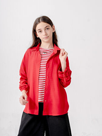 Kız Çocuk Düşük Kollu Gömlek T-Shirt İkili Takım 1810