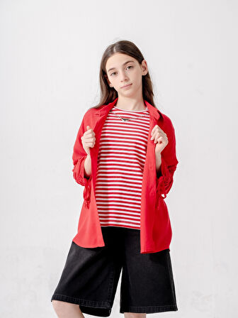 Kız Çocuk Düşük Kollu Gömlek T-Shirt İkili Takım 1810