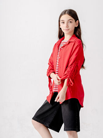 Kız Çocuk Düşük Kollu Gömlek T-Shirt İkili Takım 1810