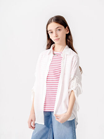 Kız Çocuk Düşük Kollu Gömlek T-Shirt İkili Takım 1810