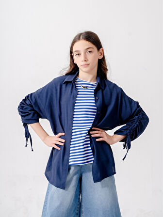 Kız Çocuk Düşük Kollu Gömlek T-Shirt İkili Takım 1810