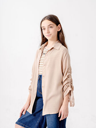 Kız Çocuk Düşük Kollu Gömlek T-Shirt İkili Takım 1810