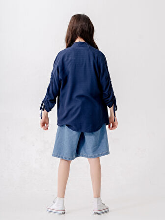 Kız Çocuk Düşük Kollu Gömlek T-Shirt İkili Takım 1810