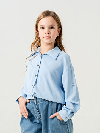 Kız Çocuk Etek Pileli Gömlek 3148