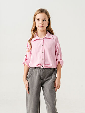 Kız Çocuk Etek Pileli Gömlek 3148