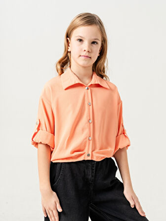 Kız Çocuk Etek Pileli Gömlek 3148