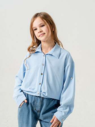 Kız Çocuk Etek Pileli Gömlek 3148