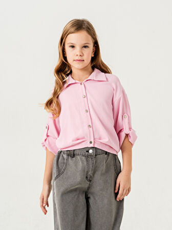 Kız Çocuk Etek Pileli Gömlek 3148