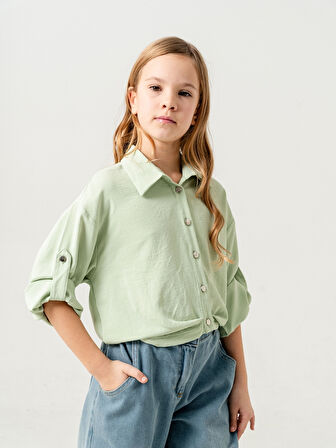 Kız Çocuk Etek Pileli Gömlek 3148