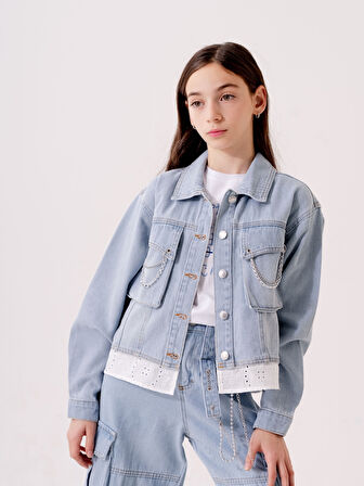 Kız Çocuk Fistolu Kot Ceket 1546