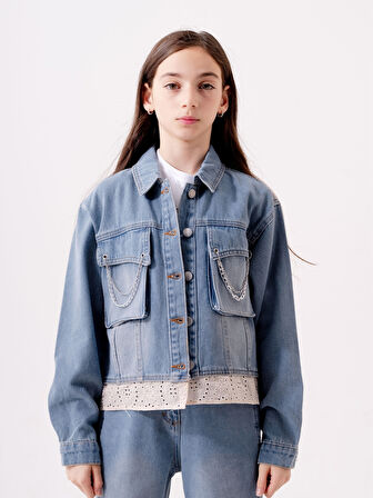 Kız Çocuk Fistolu Kot Ceket 1546