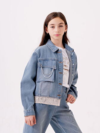 Kız Çocuk Fistolu Kot Ceket 1546