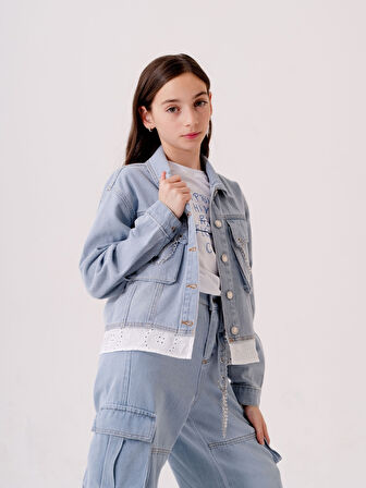 Kız Çocuk Fistolu Kot Ceket 1546