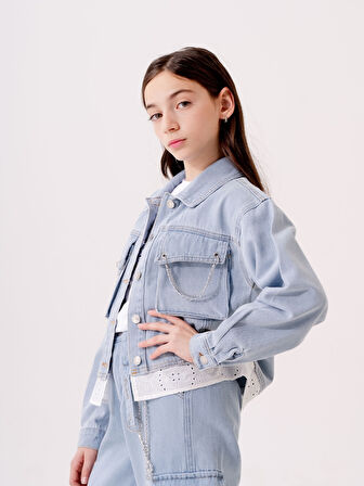 Kız Çocuk Fistolu Kot Ceket 1546