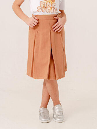 Kız Çocuk Gabardin Pileli Keten Etek 2958