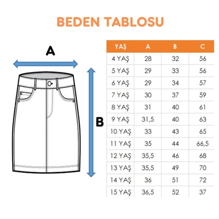 Kız Çocuk Garnili Kot Etek 2603