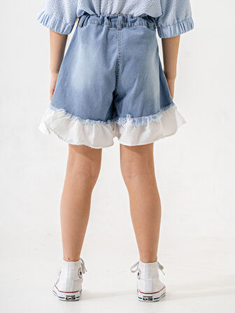 Kız Çocuk Garnili Kot Şort 2867