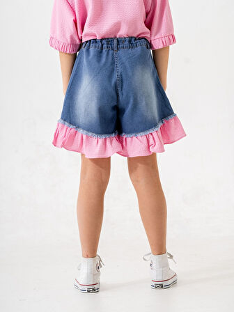 Kız Çocuk Garnili Kot Şort 2867
