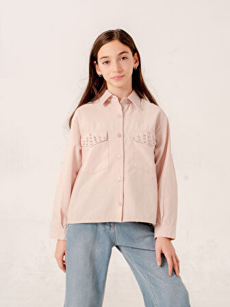 Kız Çocuk Kapak Taşlı Gömlek 3159