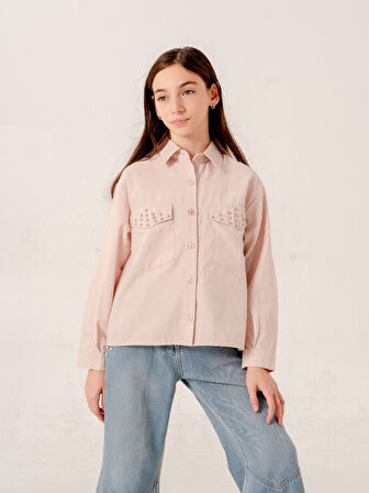 Kız Çocuk Kapak Taşlı Gömlek 3159