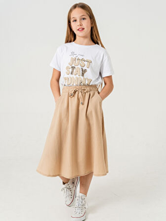 Kız Çocuk Kloş Keten Etek 2951