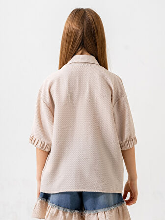 Kız Çocuk Kol Ağzı Lastikli Gömlek 3163