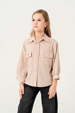 Kız Çocuk Kol Büzgülü Gömlek 3149