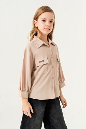 Kız Çocuk Kol Büzgülü Gömlek 3149