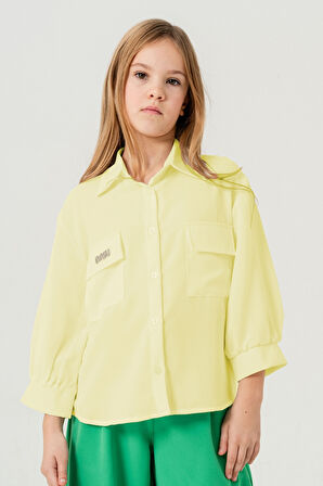 Kız Çocuk Kol Büzgülü Gömlek 3149