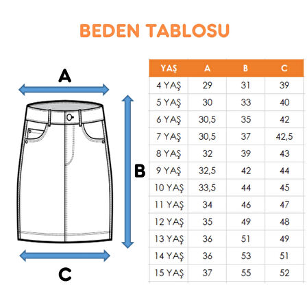 Kız Çocuk Körük Cepli Kot Etek 2601