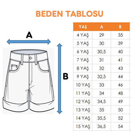 Kız Çocuk Körük Cepli Kot Şort 2868