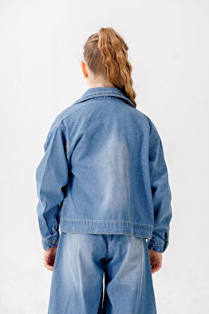 Kız Çocuk Kuşgözlü Kot Ceket 1549