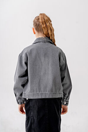 Kız Çocuk Kuşgözlü Kot Ceket 1549