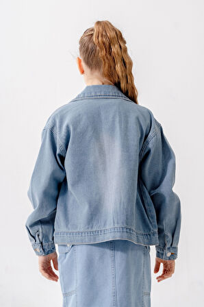 Kız Çocuk Kuşgözlü Kot Ceket 1549