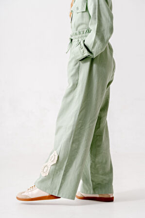 Kız Çocuk Lastikli Keten Pantolon 2571