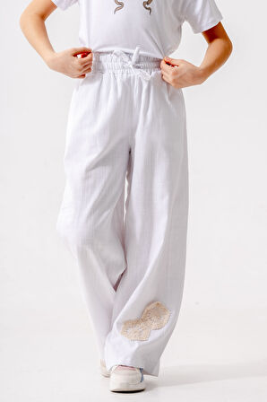 Kız Çocuk Lastikli Keten Pantolon 2571