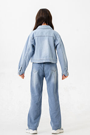 Kız Çocuk Nakışlı Kot Ceket 1550