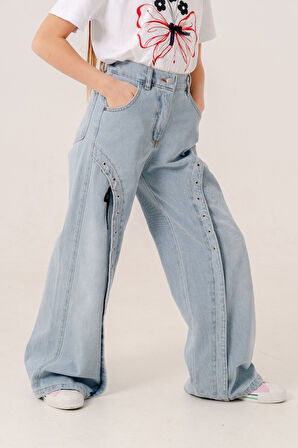 Kız Çocuk Ön Kuşgözlü Kot Pantolon 2182