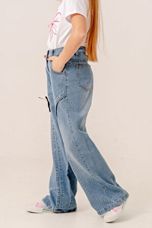 Kız Çocuk Ön Kuşgözlü Kot Pantolon 2182