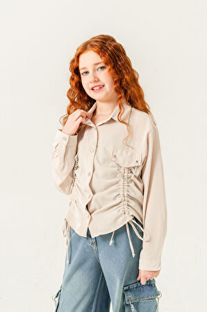 Kız Çocuk Önü Tünelli Cebi Zincirli Gömlek 3147