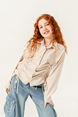 Kız Çocuk Önü Tünelli Cebi Zincirli Gömlek 3147