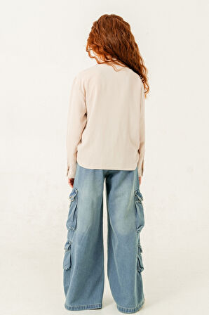 Kız Çocuk Önü Tünelli Cebi Zincirli Gömlek 3147