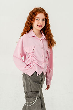 Kız Çocuk Önü Tünelli Cebi Zincirli Gömlek 3147