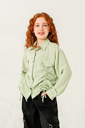 Kız Çocuk Önü Tünelli Cebi Zincirli Gömlek 3147