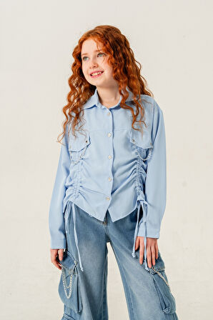 Kız Çocuk Önü Tünelli Cebi Zincirli Gömlek 3147