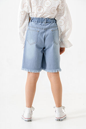 Kız Çocuk Paça Fistolu Kot Şort 2865