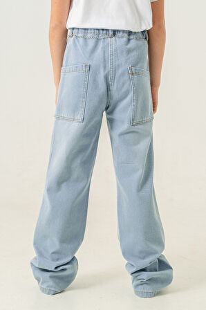 Kız Çocuk Paça Katlı Kot Pantolon 2184