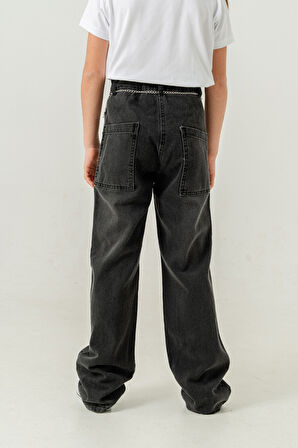 Kız Çocuk Paça Katlı Kot Pantolon 2184