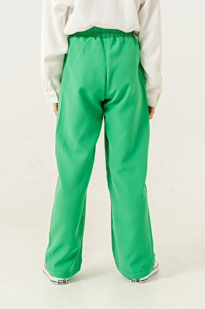 Kız Çocuk Paça Pensli Keten Pantolon 2566