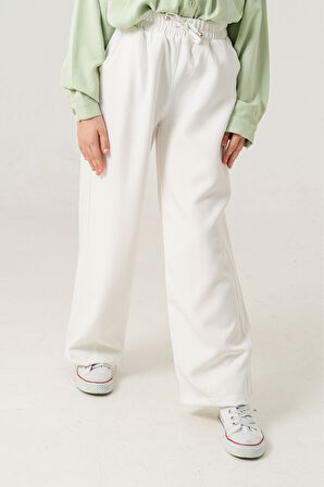 Kız Çocuk Paça Pensli Keten Pantolon 2566